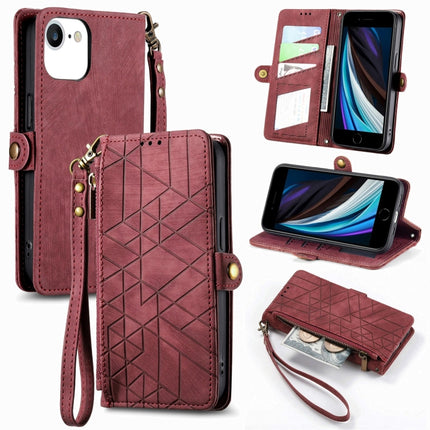 Geometric Zipper Wallet Side Buckle Leather Phone Case, For iPhone 14 Pro Max, For iPhone 7 / 8 / SE 2022, For iPhone 13 Pro Max, For iPhone 13 Pro