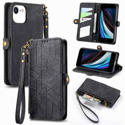 Geometric Zipper Wallet Side Buckle Leather Phone Case, For iPhone 14 Pro Max, For iPhone 7 / 8 / SE 2022, For iPhone 13 Pro Max, For iPhone 13 Pro
