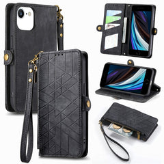 Geometric Zipper Wallet Side Buckle Leather Phone Case, For iPhone 7 Plus / 8 Plus, For iPhone 7 / 8 / SE 2022, For iPhone X / XS, For iPhone 6 Plus / 6s Plus, For iPhone 6 / 6s