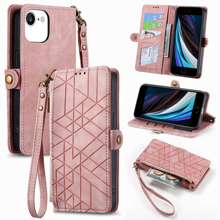 Geometric Zipper Wallet Side Buckle Leather Phone Case, For iPhone 14 Pro Max, For iPhone 7 / 8 / SE 2022, For iPhone 13 Pro Max, For iPhone 13 Pro