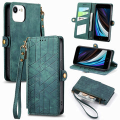 Geometric Zipper Wallet Side Buckle Leather Phone Case, For iPhone 7 Plus / 8 Plus, For iPhone 7 / 8 / SE 2022, For iPhone X / XS, For iPhone 6 Plus / 6s Plus, For iPhone 6 / 6s