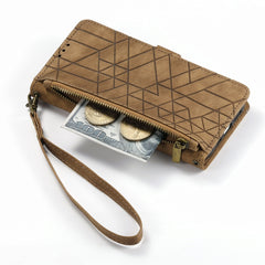 Geometric Zipper Wallet Side Buckle Leather Phone Case, For iPhone 7 Plus / 8 Plus, For iPhone 7 / 8 / SE 2022, For iPhone X / XS, For iPhone 6 Plus / 6s Plus, For iPhone 6 / 6s