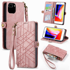 Geometric Zipper Wallet Side Buckle Leather Phone Case, For iPhone 7 Plus / 8 Plus, For iPhone 7 / 8 / SE 2022, For iPhone X / XS, For iPhone 6 Plus / 6s Plus, For iPhone 6 / 6s
