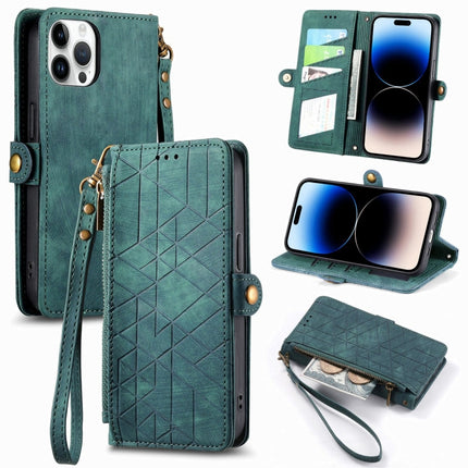 Geometric Zipper Wallet Side Buckle Leather Phone Case, For iPhone 16, For iPhone 15 Pro Max, For iPhone 15 Pro, For iPhone 15 Plus