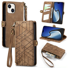 Geometric Zipper Wallet Side Buckle Leather Phone Case, For iPhone 15 Pro Max, For iPhone 15 Pro, For iPhone 15 Plus, For iPhone 15, For iPhone 14 Plus