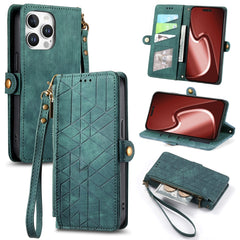 Geometric Zipper Wallet Side Buckle Leather Phone Case, For iPhone 16e, For iPhone 16 Pro Max, For iPhone 16 Pro, For iPhone 16 Plus, For iPhone 16