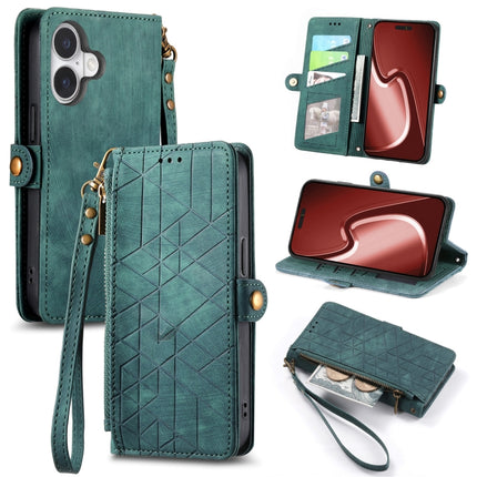 Geometric Zipper Wallet Side Buckle Leather Phone Case, For iPhone Air, For iPhone 16 Pro Max, For iPhone 16 Pro, For iPhone 16 Plus