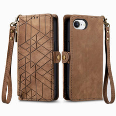 Geometric Zipper Wallet Side Buckle Leather Phone Case, For iPhone 16e, For iPhone 16 Pro Max, For iPhone 16 Pro, For iPhone 16 Plus, For iPhone 16