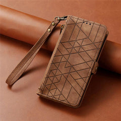 Geometric Zipper Wallet Side Buckle Leather Phone Case, For iPhone 16e, For iPhone 16 Pro Max, For iPhone 16 Pro, For iPhone 16 Plus, For iPhone 16