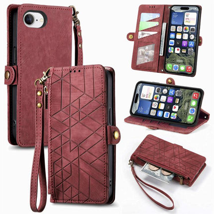 Geometric Zipper Wallet Side Buckle Leather Phone Case, For iPhone 17e / 16e, For iPhone 17 Pro Max, For iPhone 17 Pro, For iPhone 17