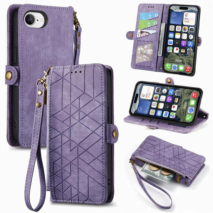 Geometric Zipper Wallet Side Buckle Leather Phone Case, For iPhone 17e / 16e, For iPhone 17 Pro Max, For iPhone 17 Pro, For iPhone 17