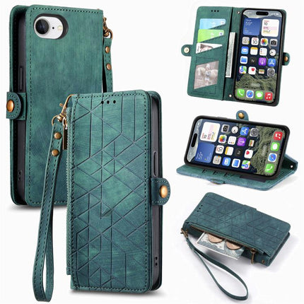 Geometric Zipper Wallet Side Buckle Leather Phone Case, For iPhone 17e / 16e, For iPhone 17 Pro Max, For iPhone 17 Pro, For iPhone 17