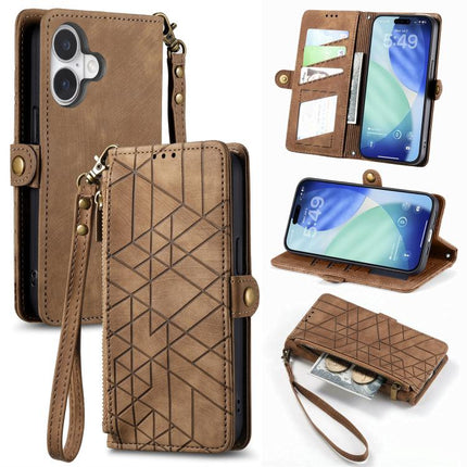 Geometric Zipper Wallet Side Buckle Leather Phone Case, For iPhone 17e / 16e, For iPhone 17 Pro Max, For iPhone 17 Pro, For iPhone 17