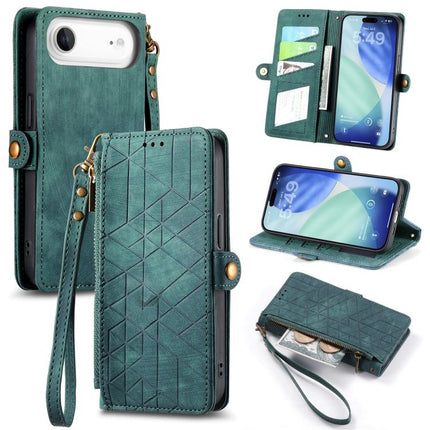 Geometric Zipper Wallet Side Buckle Leather Phone Case, For iPhone Air, For iPhone 16 Pro Max, For iPhone 16 Pro, For iPhone 16 Plus