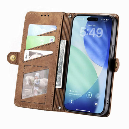Geometric Zipper Wallet Side Buckle Leather Phone Case, For iPhone 17e / 16e, For iPhone 17 Pro Max, For iPhone 17 Pro, For iPhone 17