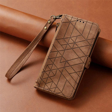 Geometric Zipper Wallet Side Buckle Leather Phone Case, For iPhone 17e / 16e, For iPhone 17 Pro Max, For iPhone 17 Pro, For iPhone 17