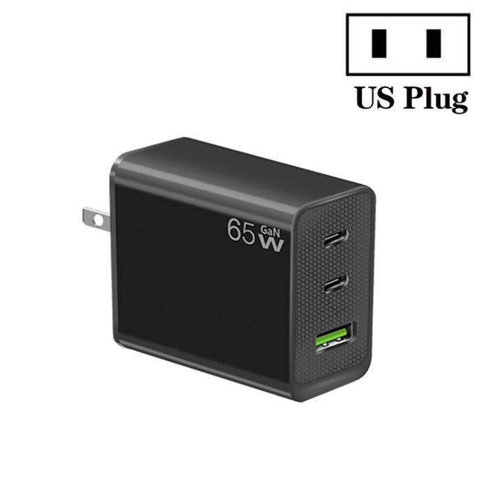 GaN PD65W Type-C x 2 + USB3.0 Laptop Adapter for Apple MacBook Series ,US Plug