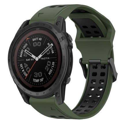 Two Color Reverse Buckle 22mm Silicone Watch Band, For Garmin Fenix 7 Pro 47mm, For Garmin Fenix 7 Solar