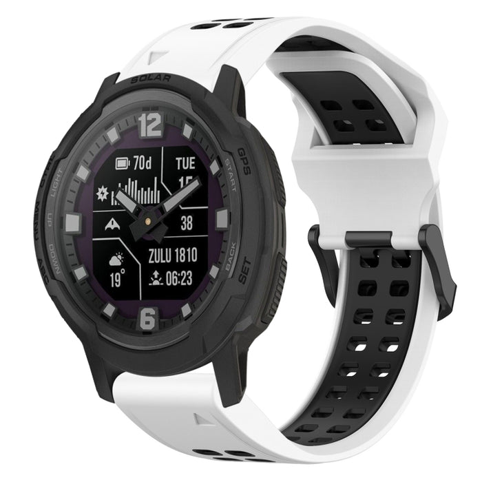 Two Color Reverse Buckle 22mm Silicone Watch Band, For Garmin Instinct Crossover Solar, For Garmin Forerunner 955