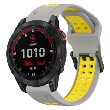 Two Color Reverse Buckle 22mm Silicone Watch Band, For Garmin Fenix 7 Pro 47mm, For Garmin Fenix 7 Solar