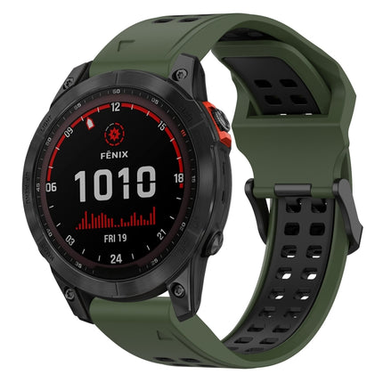 Two Color Reverse Buckle 22mm Silicone Watch Band, For Garmin Fenix 7 Pro 47mm, For Garmin Fenix 7 Solar