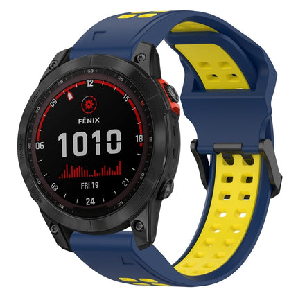 Two Color Reverse Buckle 22mm Silicone Watch Band, For Garmin Fenix 7 Pro 47mm, For Garmin Fenix 7 Solar