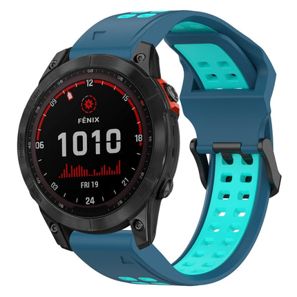 Two Color Reverse Buckle 22mm Silicone Watch Band, For Garmin Fenix 7 Pro 47mm, For Garmin Fenix 7 Solar