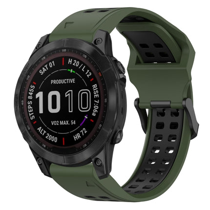 Two Color Reverse Buckle 22mm Silicone Watch Band, For Garmin Fenix 7 Sapphire Solar, For Garmin Fenix 6 Pro