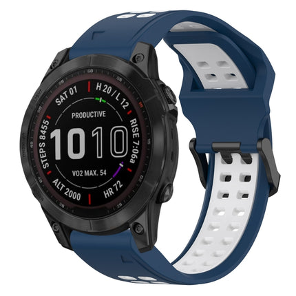 Two Color Reverse Buckle 22mm Silicone Watch Band, For Garmin Fenix 7 Sapphire Solar, For Garmin Fenix 6 Pro