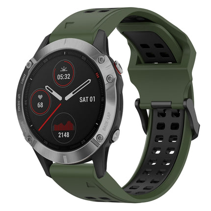 Two Color Reverse Buckle 22mm Silicone Watch Band, For Garmin Instinct, For Garmin Fenix 6
