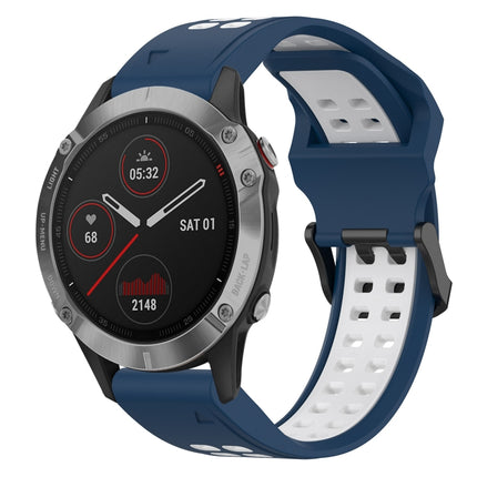 Two Color Reverse Buckle 22mm Silicone Watch Band, For Garmin Instinct, For Garmin Fenix 6
