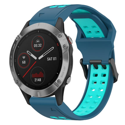 Two Color Reverse Buckle 22mm Silicone Watch Band, For Garmin Instinct, For Garmin Fenix 6