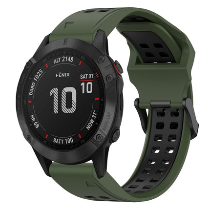 Two Color Reverse Buckle 22mm Silicone Watch Band, For Garmin Fenix 7 Sapphire Solar, For Garmin Fenix 6 Pro