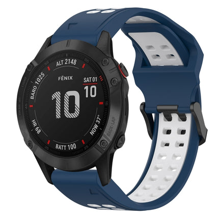 Two Color Reverse Buckle 22mm Silicone Watch Band, For Garmin Fenix 7 Sapphire Solar, For Garmin Fenix 6 Pro