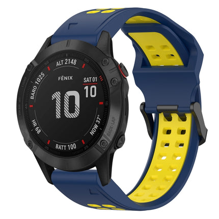 Two Color Reverse Buckle 22mm Silicone Watch Band, For Garmin Fenix 7 Sapphire Solar, For Garmin Fenix 6 Pro