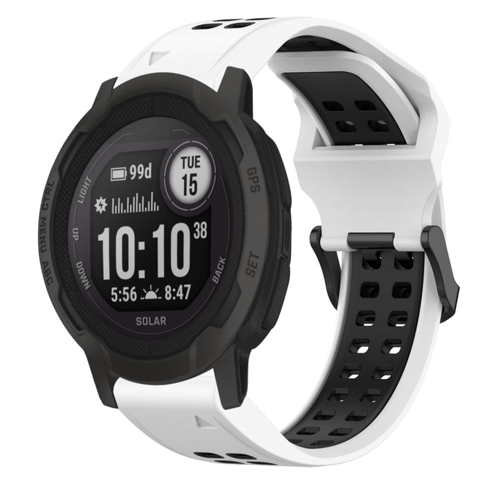 Two Color Reverse Buckle 22mm Silicone Watch Band, For Garmin Instinct 2, For Garmin Epix Pro 47mm
