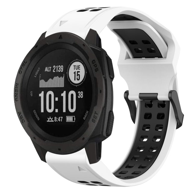 Two Color Reverse Buckle 22mm Silicone Watch Band, For Garmin Instinct, For Garmin Fenix 6