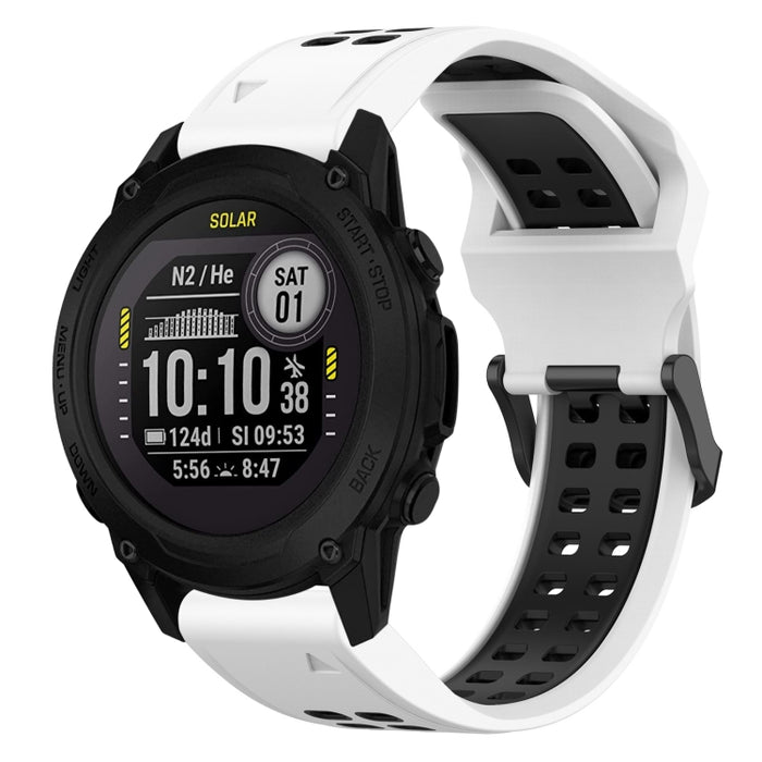 Two Color Reverse Buckle 22mm Silicone Watch Band, For Garmin Descent G1, For Garmin  Instinct 2 Solar