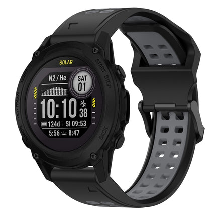 Two Color Reverse Buckle 22mm Silicone Watch Band, For Garmin Descent G1, For Garmin  Instinct 2 Solar
