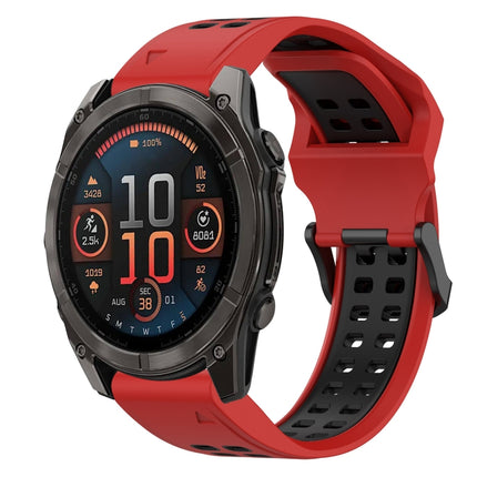 Two Color Reverse Buckle 22mm Silicone Watch Band, For Garmin Fenix 8 AMOLED 47mm, For Garmin MARQ Athlete (Gen 2)