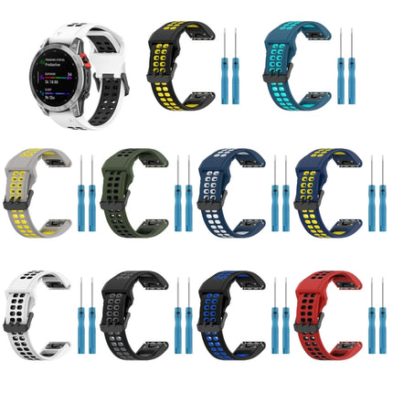 Two Color Reverse Buckle 22mm Silicone Watch Band, For Garmin Fenix E 47mm, For Garmin Fenix 8 MIP 47mm