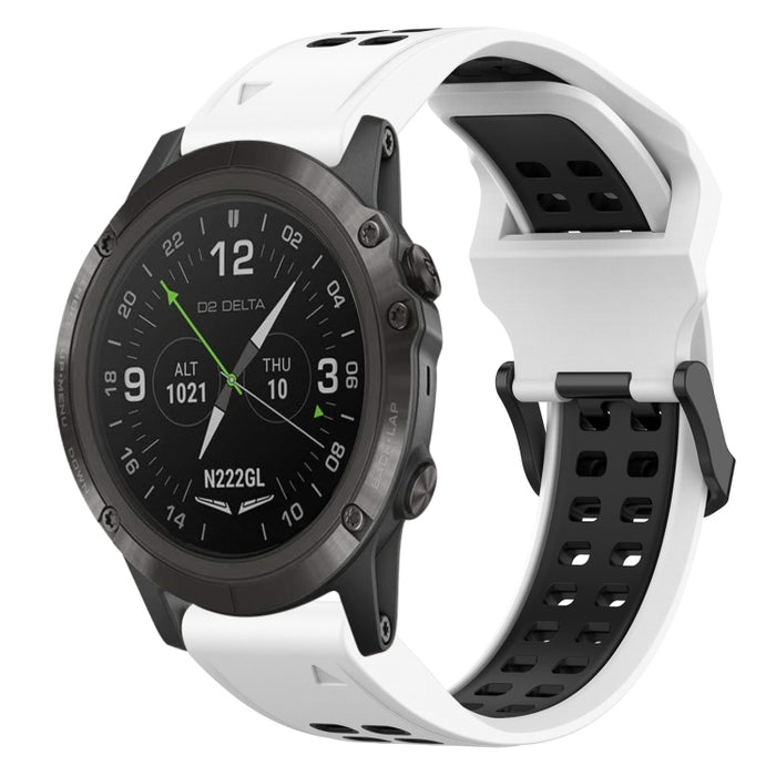 Two Color Reverse Buckle 26mm Silicone Watch Band, For Garmin D2 Delta PX