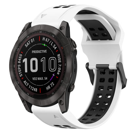 Two Color Reverse Buckle 26mm Silicone Watch Band, For Garmin Fenix 7X, For Garmin Fenix 7X Solar