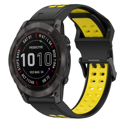 Two Color Reverse Buckle 26mm Silicone Watch Band, For Garmin Fenix 7X, For Garmin Fenix 7X Solar