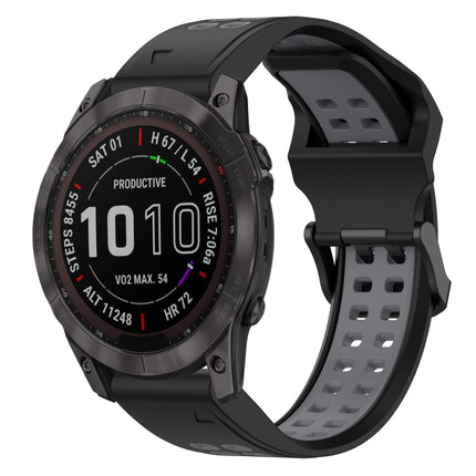 Two Color Reverse Buckle 26mm Silicone Watch Band, For Garmin Fenix 7X, For Garmin Fenix 7X Solar