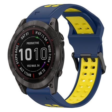 Two Color Reverse Buckle 26mm Silicone Watch Band, For Garmin Fenix 7X, For Garmin Fenix 7X Solar