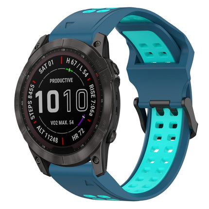 Two Color Reverse Buckle 26mm Silicone Watch Band, For Garmin Fenix 7X, For Garmin Fenix 7X Solar