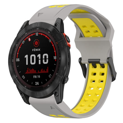 Two Color Reverse Buckle 26mm Silicone Watch Band, For Garmin Fenix 7X, For Garmin Fenix 7X Solar