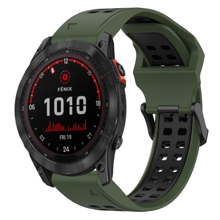 Two Color Reverse Buckle 26mm Silicone Watch Band, For Garmin Fenix 7X, For Garmin Fenix 7X Solar