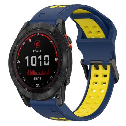 Two Color Reverse Buckle 26mm Silicone Watch Band, For Garmin Fenix 7X, For Garmin Fenix 7X Solar